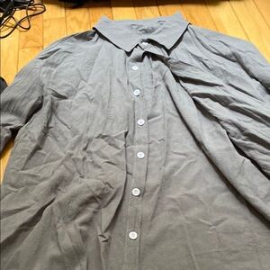 Gray Button-Up Shirt tag removed ( linen & cotton material )
